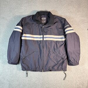 Abercrombie & Fitch Jacket Mens Medium Fleece Lined Nylon Zip Pockets Striped